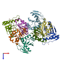 PDB entry 4g6v coloured by chain, top view.