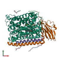 PDB entry 4g70 coloured by chain, front view.