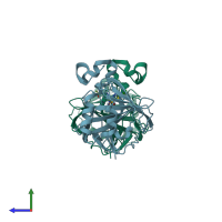PDB entry 4g7a coloured by chain, side view.