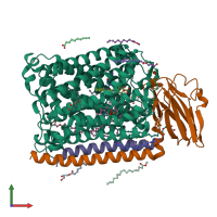 PDB entry 4g7s coloured by chain, front view.