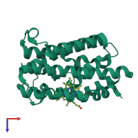 PDB entry 4g7u coloured by chain, top view.