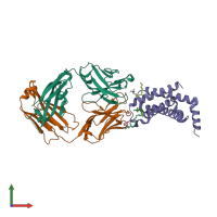 PDB entry 4g7v coloured by chain, front view.