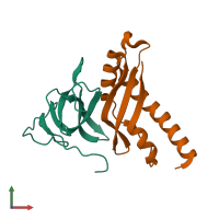 PDB entry 4g7x coloured by chain, front view.