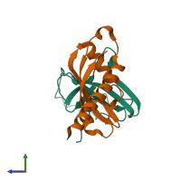PDB entry 4g7x coloured by chain, side view.