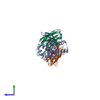 PDB entry 4g7y coloured by chain, side view.