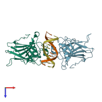 PDB entry 4g82 coloured by chain, top view.