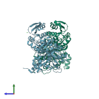 PDB entry 4g84 coloured by chain, side view.