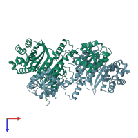 PDB entry 4g84 coloured by chain, top view.