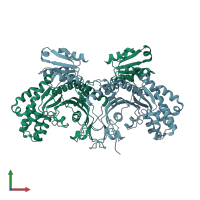 PDB entry 4g85 coloured by chain, front view.