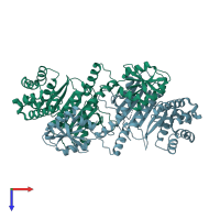 PDB entry 4g85 coloured by chain, top view.