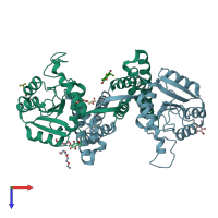PDB entry 4g86 coloured by chain, top view.