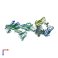 PDB entry 4g88 coloured by chain, top view.