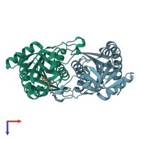 PDB entry 4g89 coloured by chain, top view.
