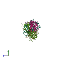 PDB entry 4g8g coloured by chain, side view.