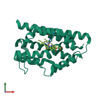 PDB entry 4g8p coloured by chain, front view.