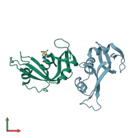 PDB entry 4g8v coloured by chain, front view.