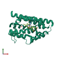 PDB entry 4g8w coloured by chain, front view.
