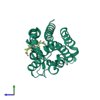 PDB entry 4g8w coloured by chain, side view.