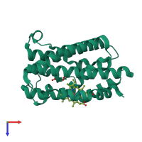 PDB entry 4g8w coloured by chain, top view.