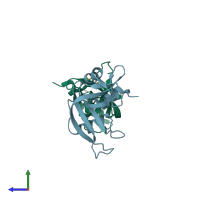 PDB entry 4g8y coloured by chain, side view.