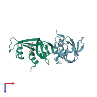 PDB entry 4g8y coloured by chain, top view.