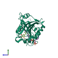 PDB entry 4g8z coloured by chain, side view.