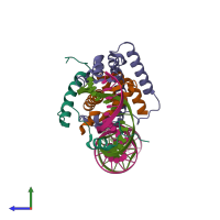 PDB entry 4g92 coloured by chain, side view.