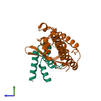 PDB entry 4g94 coloured by chain, side view.
