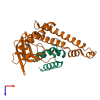 PDB entry 4g94 coloured by chain, top view.