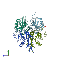 PDB entry 4g96 coloured by chain, side view.