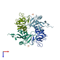 PDB entry 4g96 coloured by chain, top view.