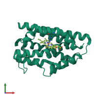 PDB entry 4g98 coloured by chain, front view.