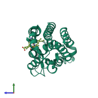 PDB entry 4g99 coloured by chain, side view.
