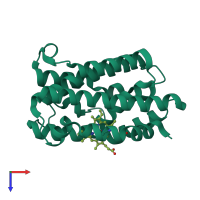 PDB entry 4g99 coloured by chain, top view.