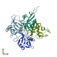 PDB entry 4g9a coloured by chain, front view.
