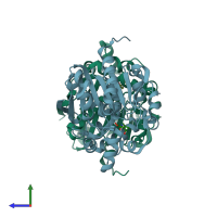 PDB entry 4g9e coloured by chain, side view.