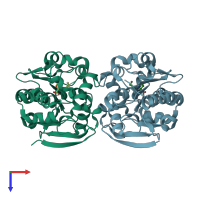 PDB entry 4g9e coloured by chain, top view.
