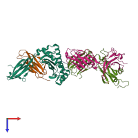 PDB entry 4g9f coloured by chain, top view.