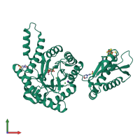 PDB entry 4g9p coloured by chain, front view.