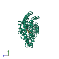 PDB entry 4ga3 coloured by chain, side view.