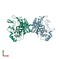 PDB entry 4gac coloured by chain, front view.