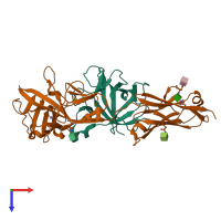 PDB entry 4gaf coloured by chain, top view.