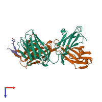 PDB entry 4gag coloured by chain, top view.