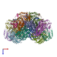 PDB entry 4gam coloured by chain, top view.