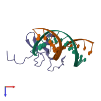 PDB entry 4gat coloured by chain, top view.