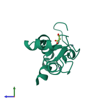 PDB entry 4gb0 coloured by chain, side view.