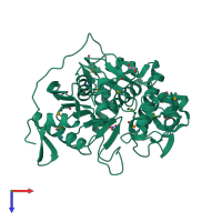 PDB entry 4gb7 coloured by chain, top view.