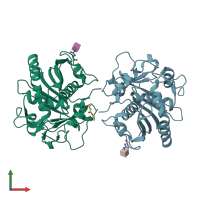 PDB entry 4gbg coloured by chain, front view.