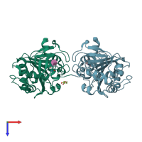 PDB entry 4gbg coloured by chain, top view.