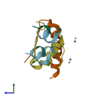 PDB entry 4gbi coloured by chain, side view.